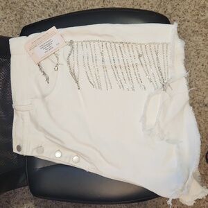 White Rhinestone Shorts